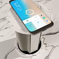 Smartphone On Black Marble Table Screen Displaying Time Weather And App Icons