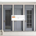Gray Hinged Doors with Various Glass Panel Designs and Golden Handles in Modern Interior