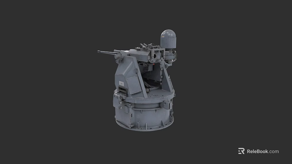 Naval Automatic Weapon System With Rotating Base And Radar Dome 3d model 