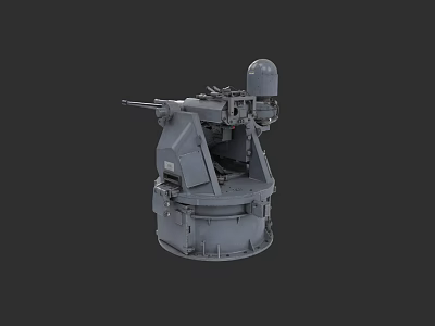 Naval Automatic Weapon System With Rotating Base And Radar Dome 3d model