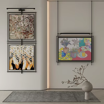 Abstract Paintings With Modern Designs As Colorful Wall Art For Interior Decor 3d model