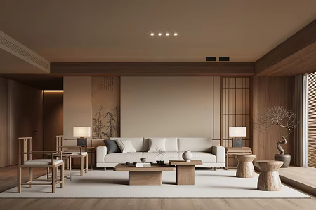 New Chinese Style Song Style Living Room 3d model
