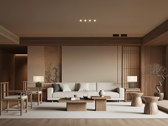 New Chinese Style Song Style Living Room 3d model