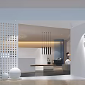 Modern Public Office Space With Open Layout Comfortable Seating Green Plants And Wall Art Decor