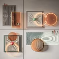 Modern Geometric Wall Decor With Circular Elements Curved Lines And Lighting Effects 3d model