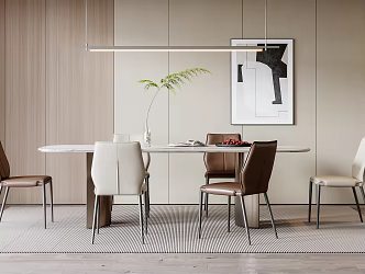Modern Dining Table and Chair Combination Dining Table and Chair 3d model