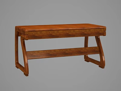 Traditional Wooden Desk With Lower Shelf And Classic Design Structure 3d model
