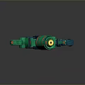 Green Mechanical Weapon With Futuristic Design Yellow Accents Mechanical Grip And Detailed Structure