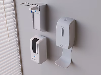 White Wall Mounted Hand Sanitizer And Soap Dispensers For Daily Cleaning Supplies 3d model