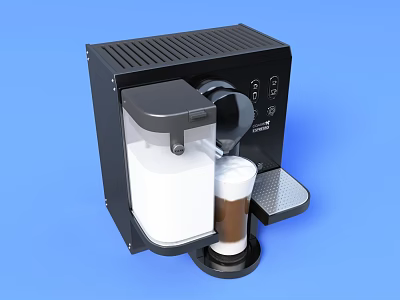 Sleek Black Automatic Coffee Machine With Milk Frother Brewing Coffee For Home Kitchen 3d model