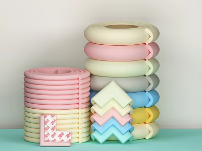 Colorful Home Safety Corner Bumpers and Edge Guards Stacked for Baby Protection 3d model
