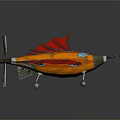 Orange Passenger Plane With Red Wings Black Edges Cockpit Windows And Landing Gear