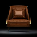 Single Sofa Leather Upholstered Modern Design With Stylish Backrest Comfortable Seat And Wooden Legs