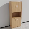 Wooden Storage Cabinet With Upper Lower Doors And Open Middle Shelf 3d model