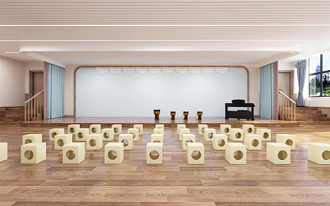 Modern Kindergarten Sound and Body Room 3d model