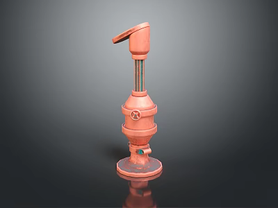 Orange Industrial Mechanical Device With Cylindrical Structure Curved Top Part And Round Base 3d model