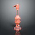 Orange Industrial Mechanical Device With Cylindrical Structure Curved Top Part And Round Base