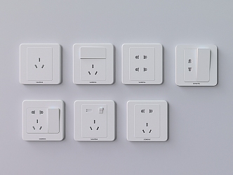 Common wall white socket set 3d model