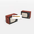 Vintage Televisions With Retro Wooden Case Classic Design Two Units