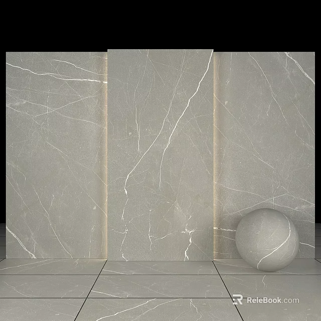 Modern Building Components Featuring Gray Marble Textured Wall And Gray Sphere 3d model