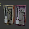Old Red Commercial Equipment Vending Machines With Weathered Surfaces And Retro Design