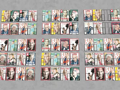 Colorful Magazine Covers Arranged In Grid Display With Various Themes And Designs 3d model