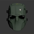 Futuristic Green Tech Protective Mask With Structured Design Front Vents And Light 3d model