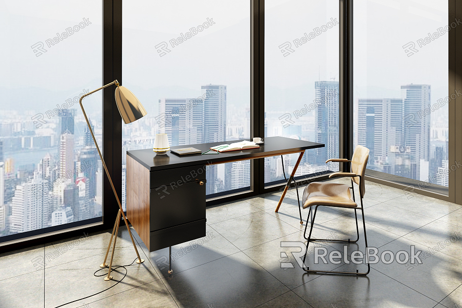 Modern desk and chair table and chair combination model