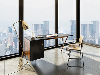 Modern desk and chair table and chair combination model