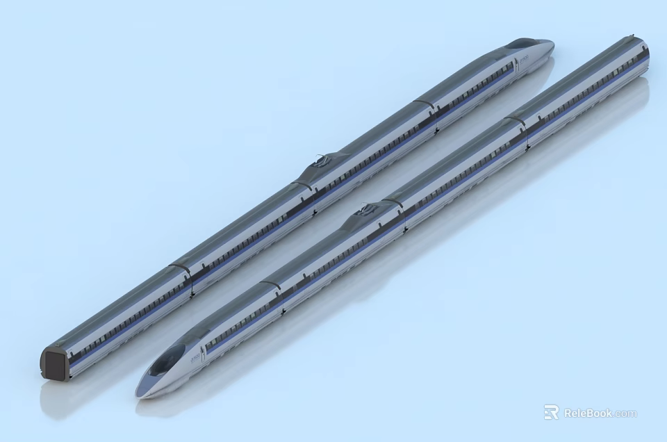 Modern High Speed Train Featuring Sleek Streamlined Silver Exterior And Aerodynamic Shape 3d model 