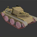 Sand Colored Military Tank With Tracked Chassis Red Wheels And Turret Cannon
