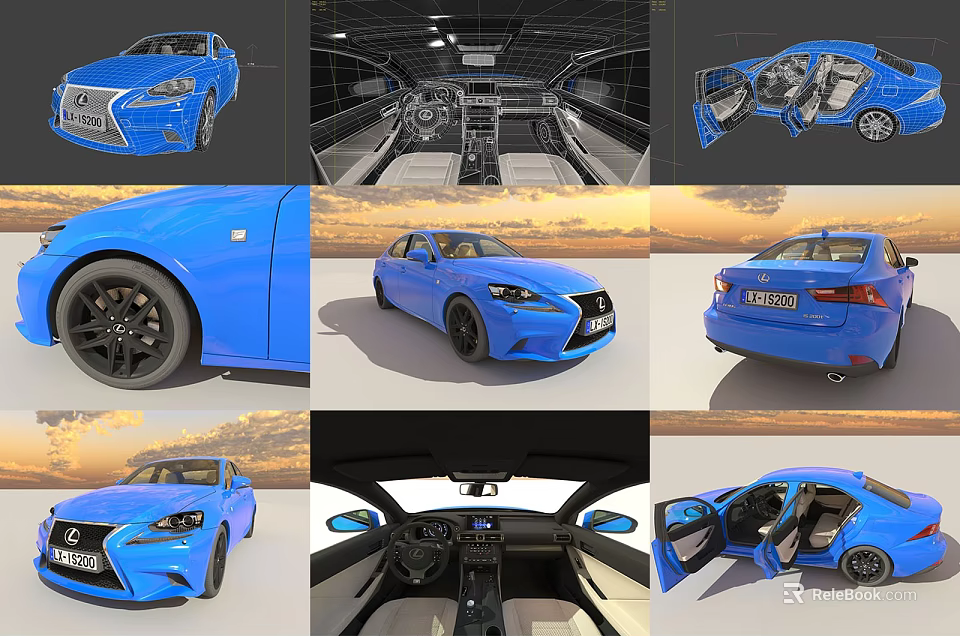Blue Lexus Car 3D Model With Exterior Interior And Various Views 3d model