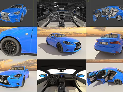 Blue Lexus Car 3D Model With Exterior Interior And Various Views 3d model