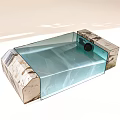 Modern Coffee Table With Light Blue Glass Top And Marble Stone Base Design 3d model