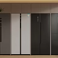 Stylish Modern Refrigerators In Various Colors Side By Side Display Setup 3d model