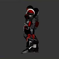 Futuristic Red And Black Armored Robot Character With Mechanical Design And Metallic Parts