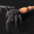 Spider Like Creature With Multiple Legs And Orange Gray Body On Black Background 3d model