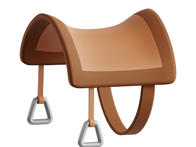 Decorative Ornament Set Featuring Brown Leather Saddle With Metal Rings Accents Design 3d model