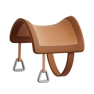 Decorative Ornament Set Featuring Brown Leather Saddle With Metal Rings Accents Design 3d model