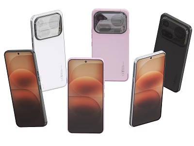 Assorted Smartphones And Protective Cases In Various Colors And Designs 3d model