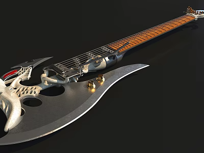 Unique Electric Guitar With Metallic Finish And Decorative Design For Music Lovers 3d model