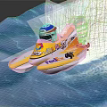 High Speed Yellow White Speedboat With Number 38 FedEx Logo Racing On Splashing Water 3d model