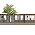 Traditional Pergola Design With Stone Walls Circular Elements And Decorative Vases Surrounding Tree