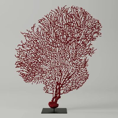 Red Coral Shaped Decorative Ornament Set With Intricate Branch Design For Home Decor 3d model