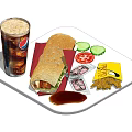 Delicious Chicken Wrap With Fries Cola Drink Tomato Slices And Ketchup On White Tray