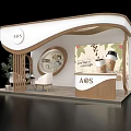 Modern Exhibition Booth Design With A&S Logo Coffee Cup Graphic Wooden Counter And Plant