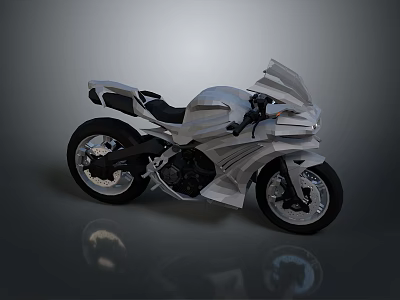 Sleek Modern Silver Sports Motorcycle With Streamlined Body And Black Leather Seat 3d model
