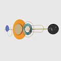 Modern Abstract Wall Decor With Colorful Circular Elements Metal Frame And Marble Accent 3d model