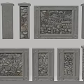 Building Exterior Wall Featuring Stone Material Various Designs Decorative Pillars And Natural Texture Patterns 3d model