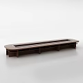 Modern Wooden Conference Table With Brown Rectangular Design And Smooth Surface 3d model